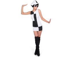 Karnival Costumes Verkleedkleding Monochroom disco kostuum voor vrouwen Carnavalskleding Dames Carnaval - Polyester - Zwart/Wit - Maat M - 2-Delig Jurk/Hoed