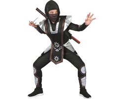 Vegaoo - Zwart en zilverkleurig shuriken ninja kostuum voor kinderen
