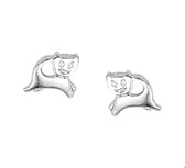 Huiscollectie Oorknoppen Poes Zilver Gerhodineerd Glanzend