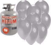 Helium tank met 30 zilveren ballonnen - Zilverkleurig - Heliumgas met ballonnen voor een thema feest