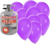 Helium tank met 50 paarse ballonnen - Paars - Heliumgas met ballonnen voor een thema feest