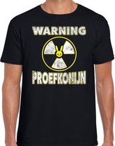 Halloween warning proefkonijn verkleed t-shirt zwart voor heren S