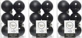 36x Zwarte kunststof kerstballen 6 cm - Mat/glans - Onbreekbare plastic kerstballen - Kerstboomversiering zwart