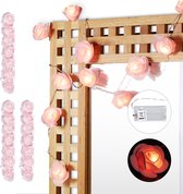 Relaxdays 4 x rozen lichtsnoer - lichtslang - lichtketting - bloemen - LED verlichting