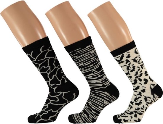 Verrijking vasthoudend Kaap Dames fashion sokken 3-pak zwart/wit maat 35-42 type 2 | bol.com