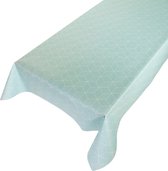 Gecoat tafellinnen Jacquard Grid Mint -  140 x 350 cm - Groen tafellaken - Tafelkleed plastic - Voor buiten en binnen - Verschillende maten - Geleverd in een koker