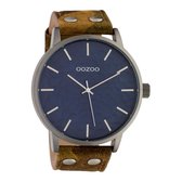 OOZOO Timepieces - Titanium horloge met camouflage leren band - C10461