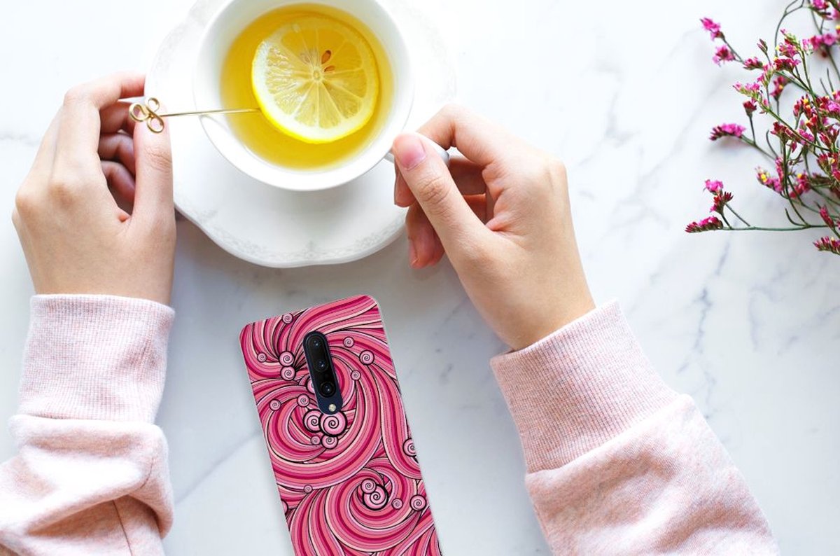 OnePlus 7 Pro Hoesje maken Swirl Pink