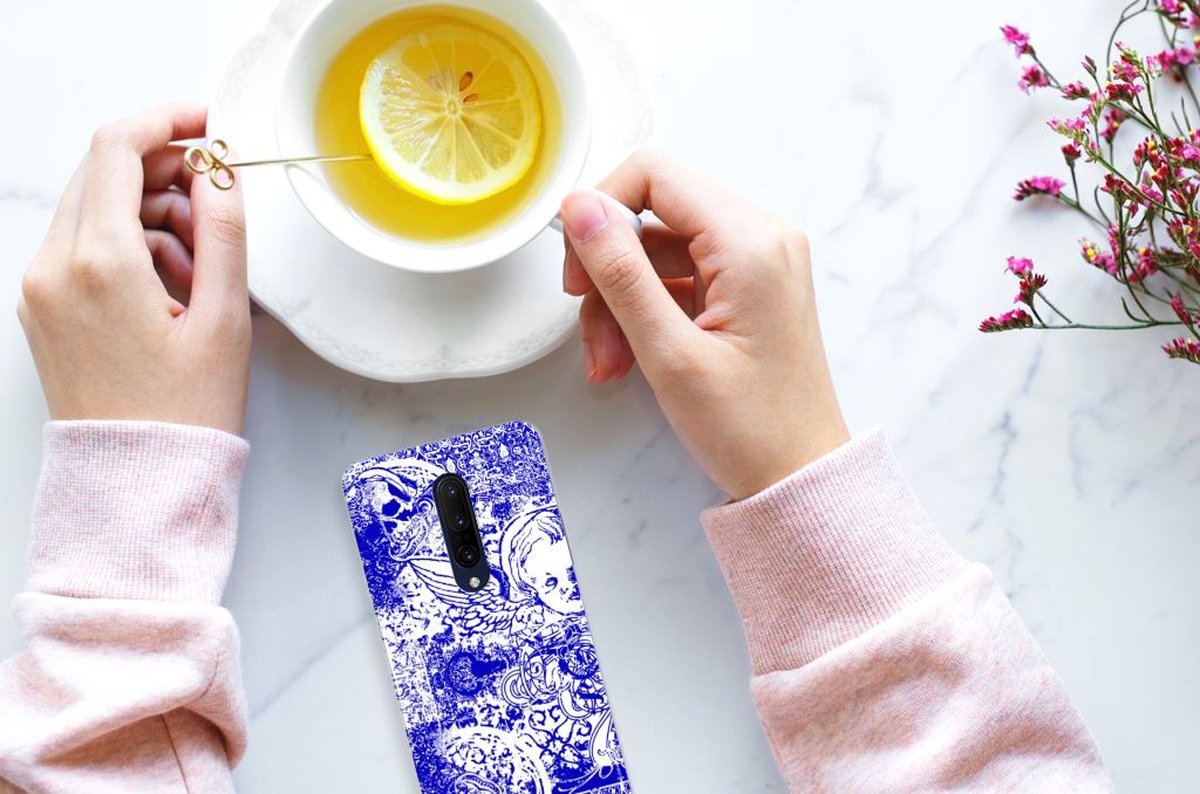Silicone Back Case OnePlus 7 Pro Angel Skull Blauw