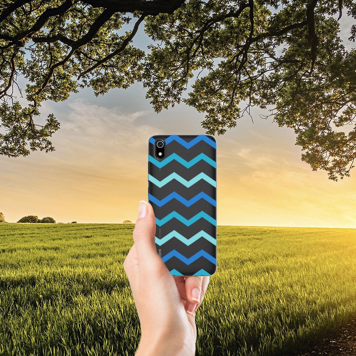 Xiaomi Redmi 7A TPU bumper Zigzag Blauw