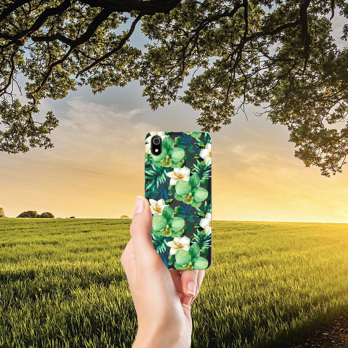 Xiaomi Redmi 7A TPU Case Orchidee Groen