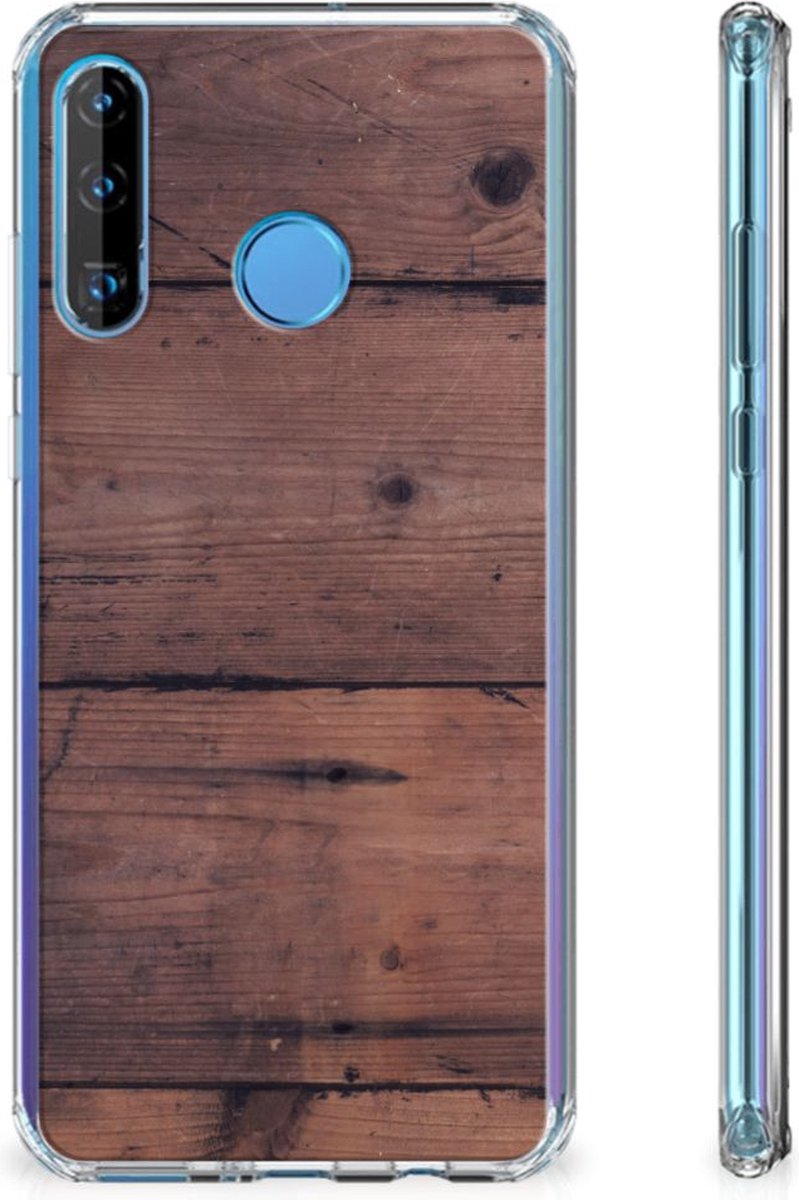 Huawei P30 Lite Stevig Telefoonhoesje Old Wood