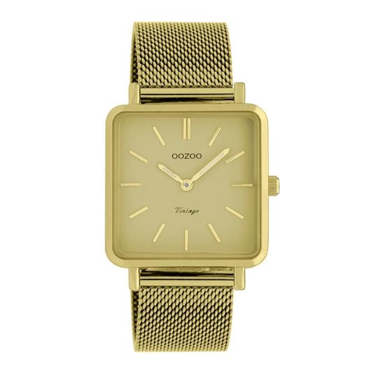 OOZOO Vintage series - Mosterd gele horloge met mosterd gele metalen mesh armband - C20010 - Ø29