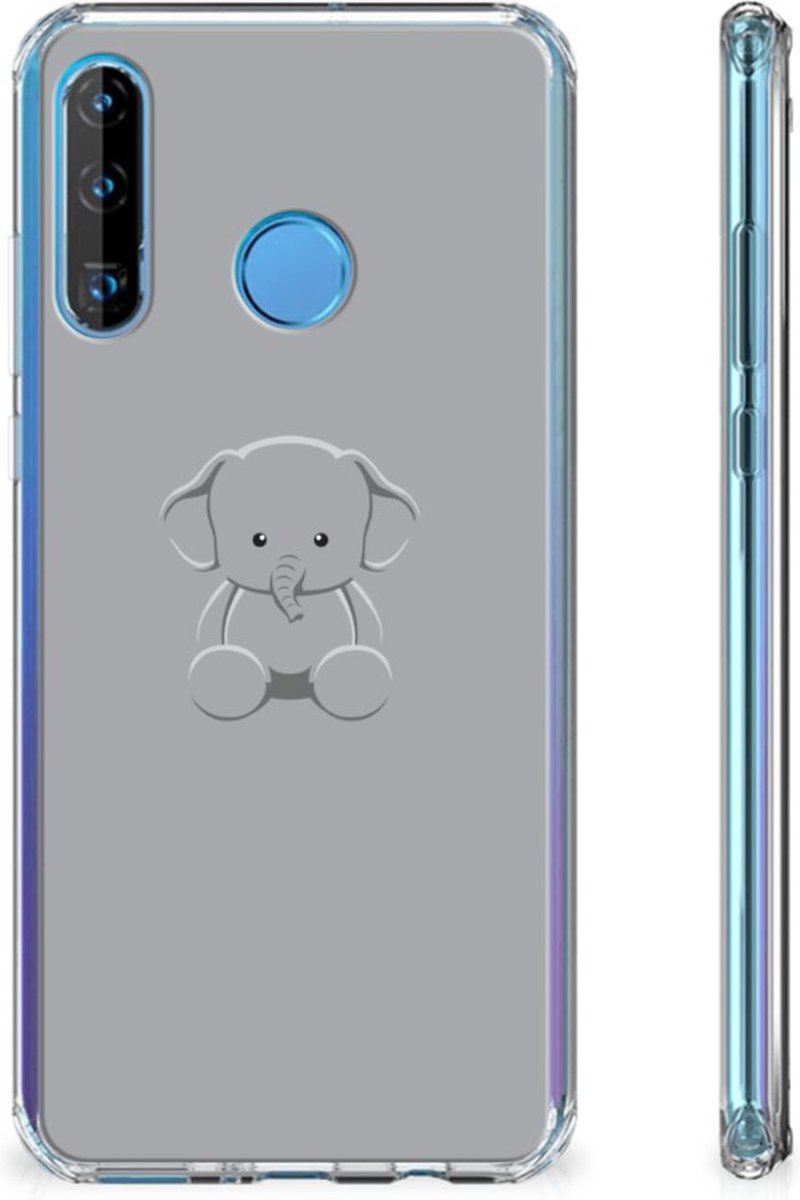 Huawei P30 Lite Stevig Bumper Hoesje Grijs Baby Olifant