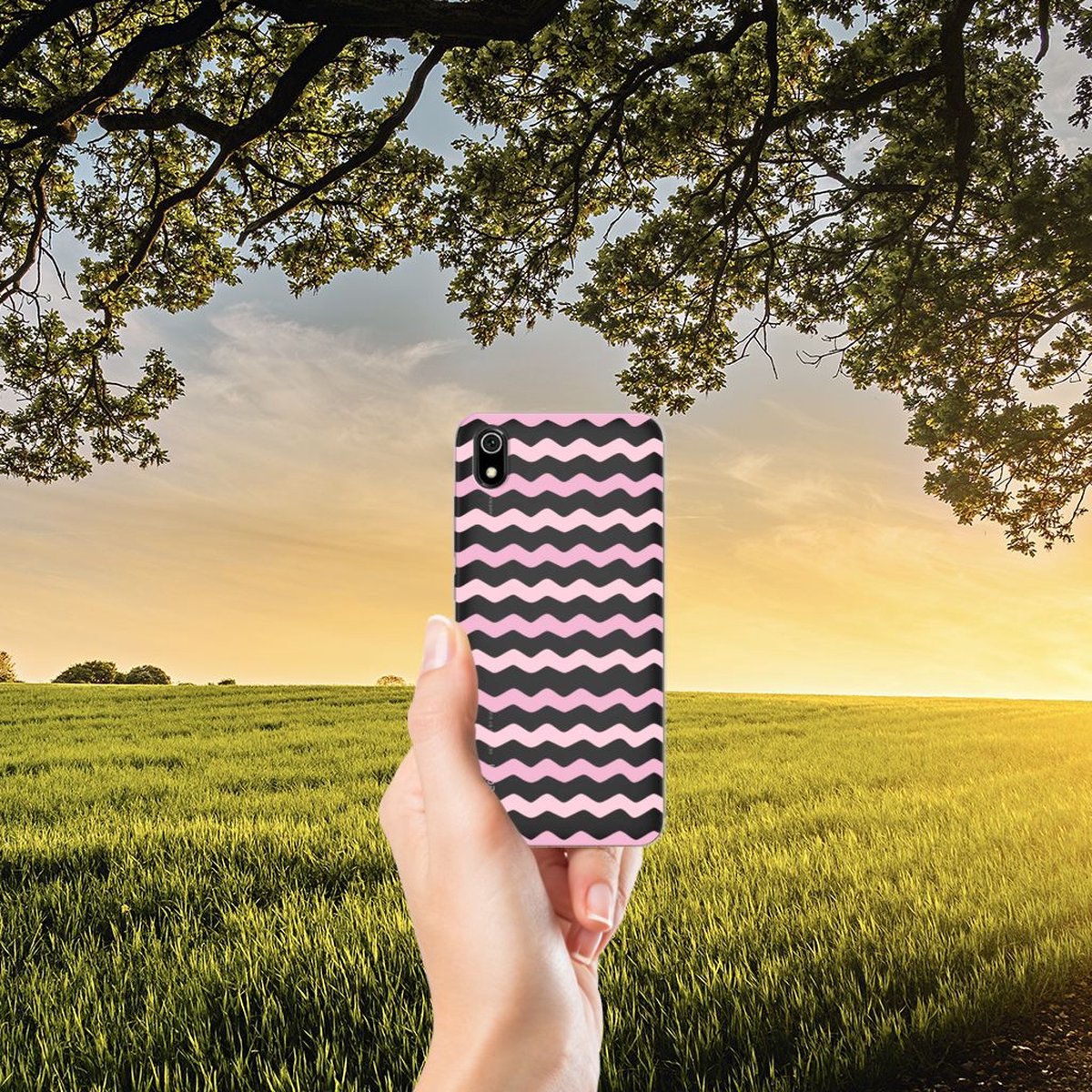 Xiaomi Redmi 7A TPU bumper Waves Roze