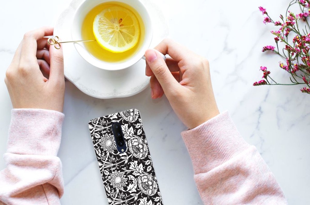 TPU Hoesje voor OnePlus 7 Pro TPU Case Black Flowers