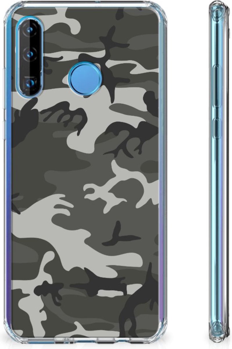 Huawei P30 Lite Doorzichtige Silicone Hoesje Army Light