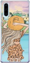 Huawei P30 hoesje siliconen - Sunset girl | Huawei P30 case | multi | TPU backcover transparant