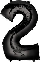 Folieballon - Cijfer 2 - Zwart XL