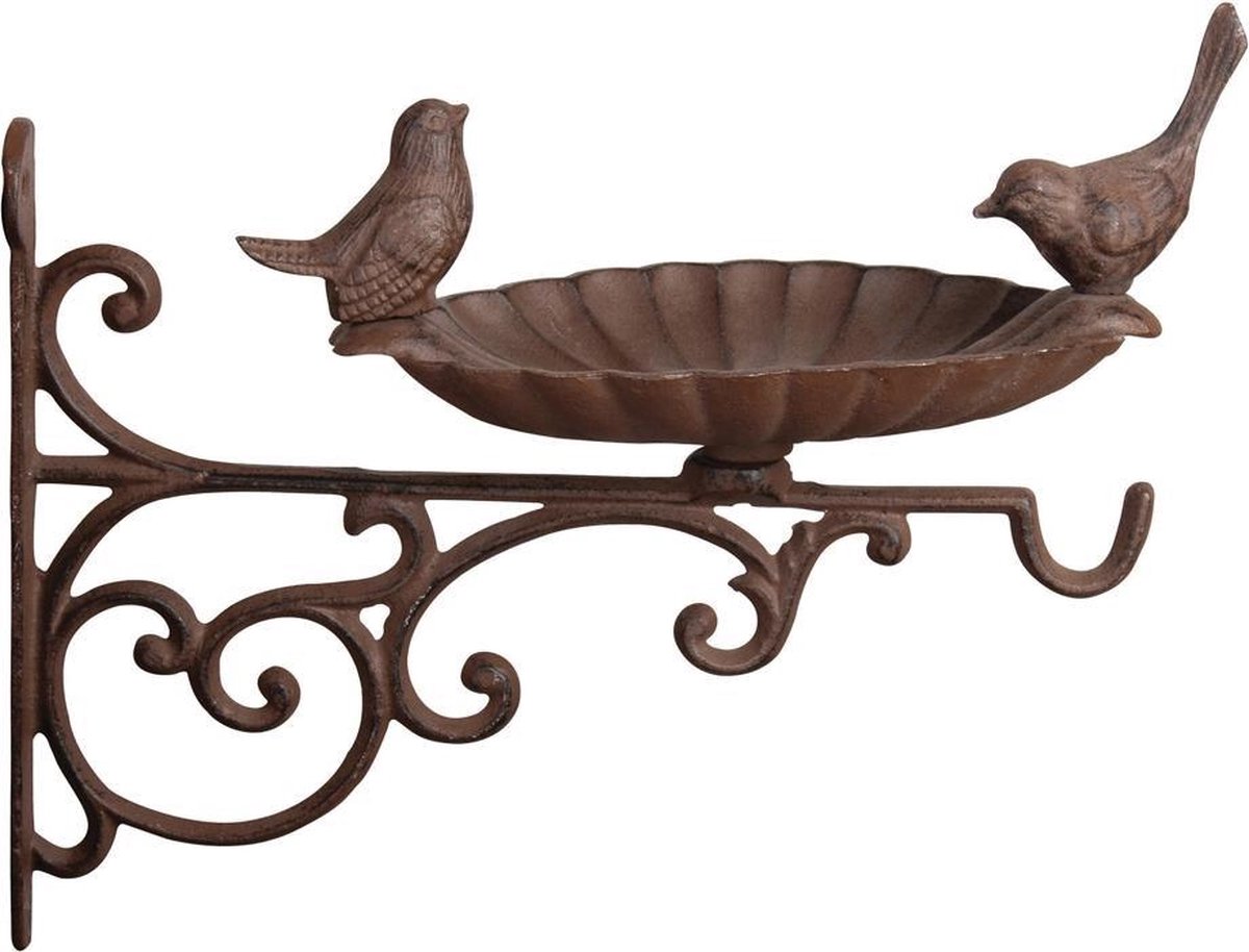 Esschert Design Wandvoederschaal Incl. Voederhaak - Bruin - 29 x 20 x 25,5 cm