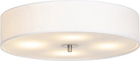 QAZQA drum - Moderne Plafondlamp met kap - 4 lichts - Ø 500 mm - Crème - Woonkamer | Slaapkamer | Keuken