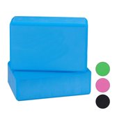 Relaxdays yoga blok - set van 2 - hardschuim - verschillende kleuren - blauw