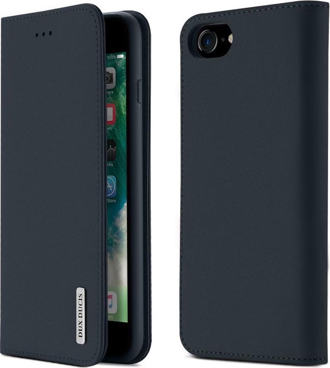 Dux Ducis Luxe Book Case iPhone 8 / 7 / SE 2020 / 2022 Echt Leer Blauw