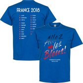 Frankrijk Allez Les Bleus WK 2018 Selectie T-Shirt - Blauw - XXL