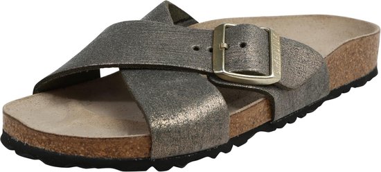Birkenstock slipper SIENA Washed Metallic Stone Gold narrow Birko-Flor - Maat  38 | bol.com