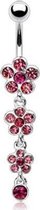 Navelpiercing 3 bloem hanger roze