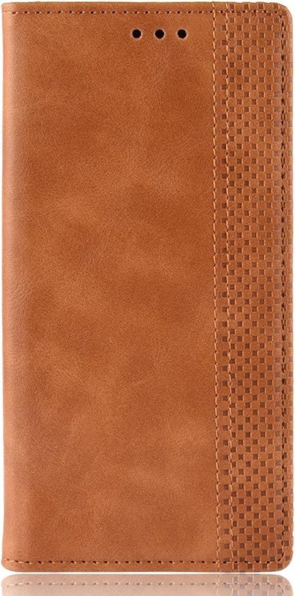 Vintage Book Case - Geschikt voor Motorola One Zoom Hoesje - Bruin