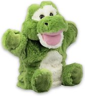 Pluche groene krokodil handpop knuffel 22 cm - Krokodillen knuffels - Poppentheater speelgoed kinderen