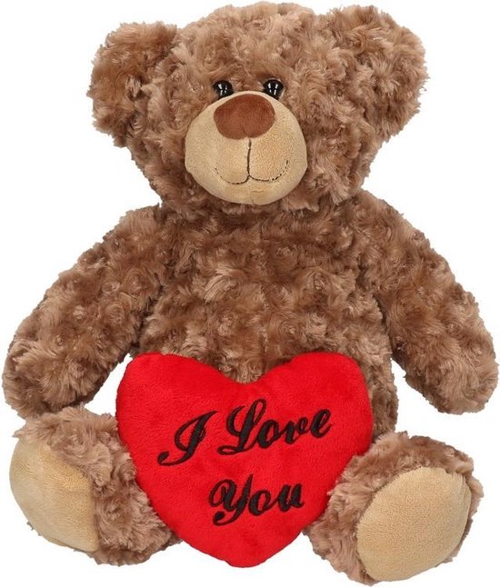 Identiteit beweging Executie Valentijsdag knuffelbeer I love you bruin 43 cm - Pluche teddybeer met  hartje | bol.com