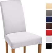 Beautissu Katoenen stoelhoes stretch Mia - 35-50 cm stretch hoezen voor stoelen - hoes stoelbekleding bi-elastische hoes - Öko-Tex & wasbaar - Wit