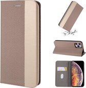 Let op type!! Voor iPhone 11 ultradunne shell magnetische horizontale Flip lederen draagtas met houder & kaartsleuven (goud)