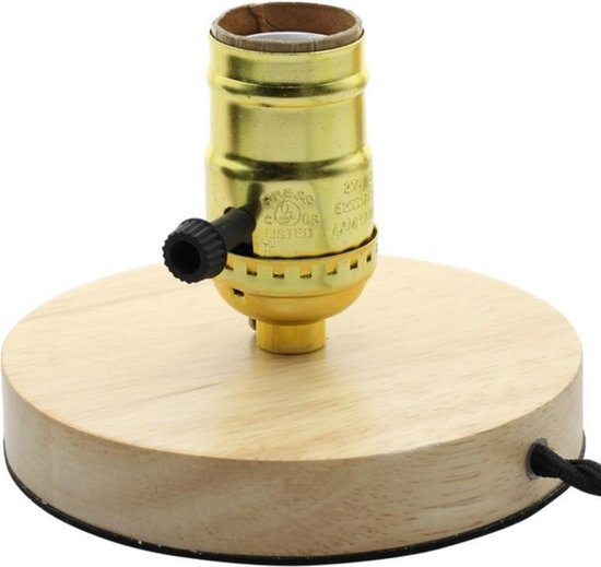 Retro Desktop Decoratie Massief Hout E27 Basis Lamp Houder Zonder 