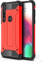 Armor Hybrid Back Cover - Motorola Moto G8 Plus Hoesje - Rood