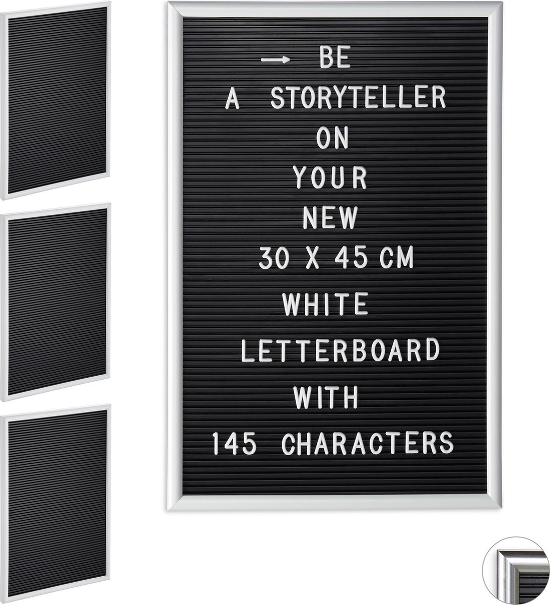 Relaxdays 4x letterbord 30x45 decoratie letter board bord voor letters wit
