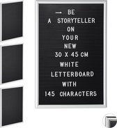 Relaxdays 4x letterbord 30x45 - decoratie - letter board - bord voor letters - wit