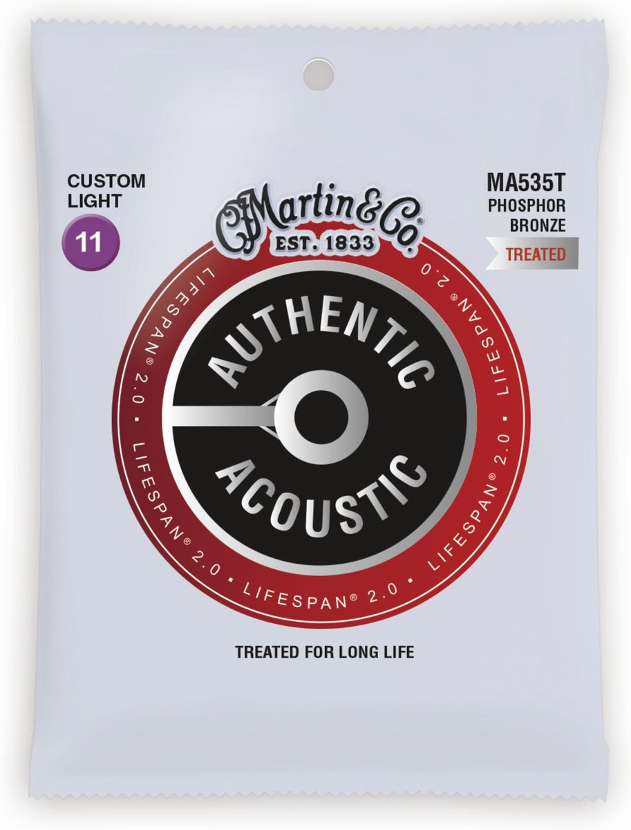 Martin MA535T Acoustic Lifespan 2.0 snarenset akoestisch, phosphor bronze, custom light, 011-015-023-032-042-052