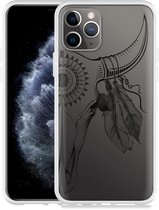 Geschikt voor Apple iPhone 11 Pro Hoesje Boho Buffalo Skull - Designed by Cazy