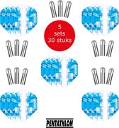 Dragon Darts - 5 sets (15 stuks) Pentathlon Explosion - darts flights - super stevig - blauw - dartflights - dart flights - inclusief 15 stuks - flight protectors