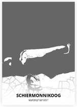 Schiermonnikoog plattegrond - A3 poster - Zwart witte stijl