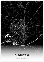 Oldenzaal plattegrond - A4 poster - Zwarte stijl