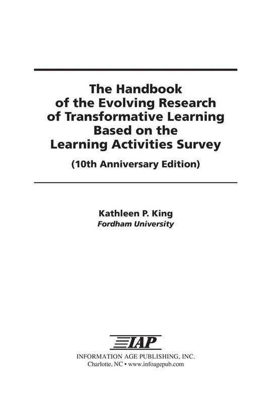 The Handbook of the Evolving Research of Transformative Lear ... - cover