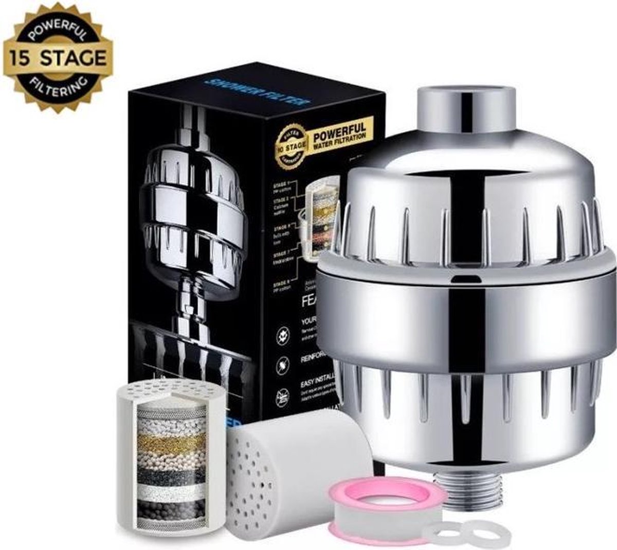 Douchefilter Douchekop Filter 15 Filtratie lagen anti kalk filter helpt bij...