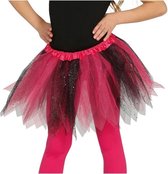 Heksen petticoat/tutu verkleed rokje roze/zwart 31 cm voor meisjes - Tule onderrokjes roze/zwart voor kinderen