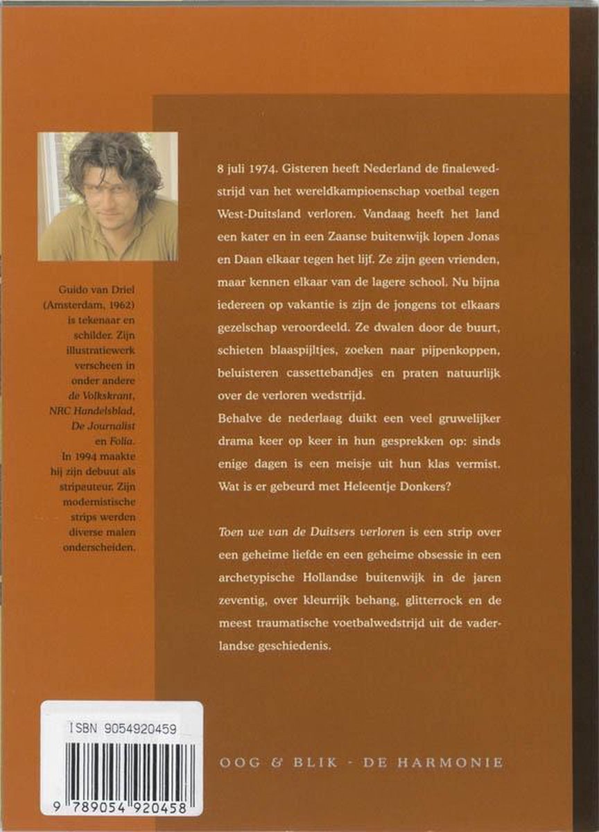 Boekomslag met portret van Guido van Driel, tekst over zijn werk en boek.