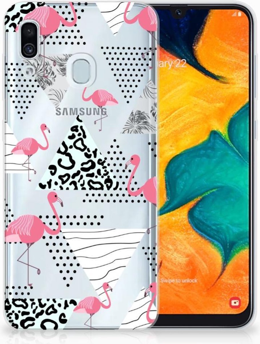 Samsung Galaxy A30 TPU Hoesje Flamingo Triangle