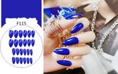 Nageltips Set - Blauw 24 Stuks Met Lijm - Nail Art Nagels & Gelnagels Tips